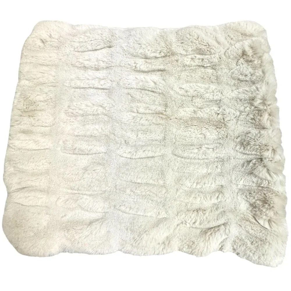 Pottery Barn Faux Fur Ruched Pillow Ivory Soft Acrylic/Poly 18x18